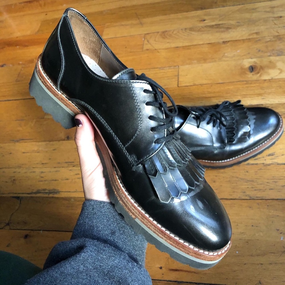 GORGEOUS Metallic Kiltie Italian Leather Oxfords